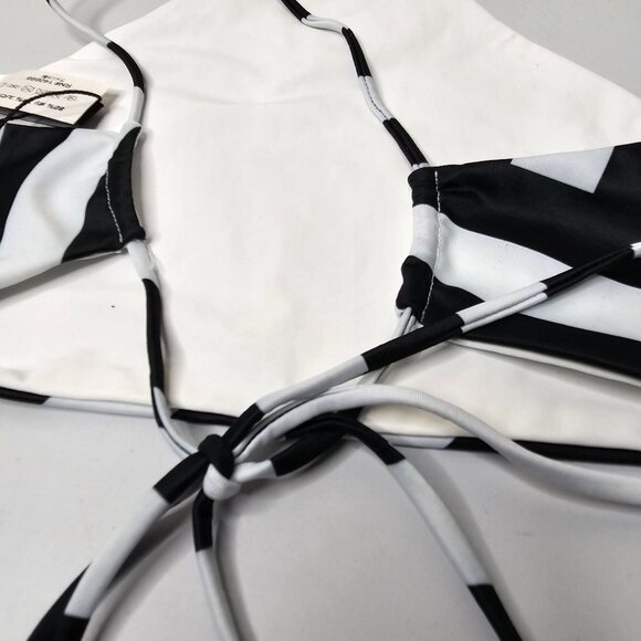 Tavik Size XS Black And White Stripe Cabana Ryan Sport Bikini Top Swim High Neck - Picture 5 of 6